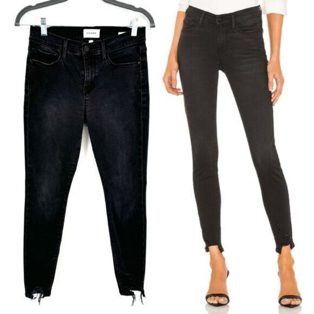 Frame Le‎ Skinny De Jeanne Size 27 Brisbane Chewed Black Stretch